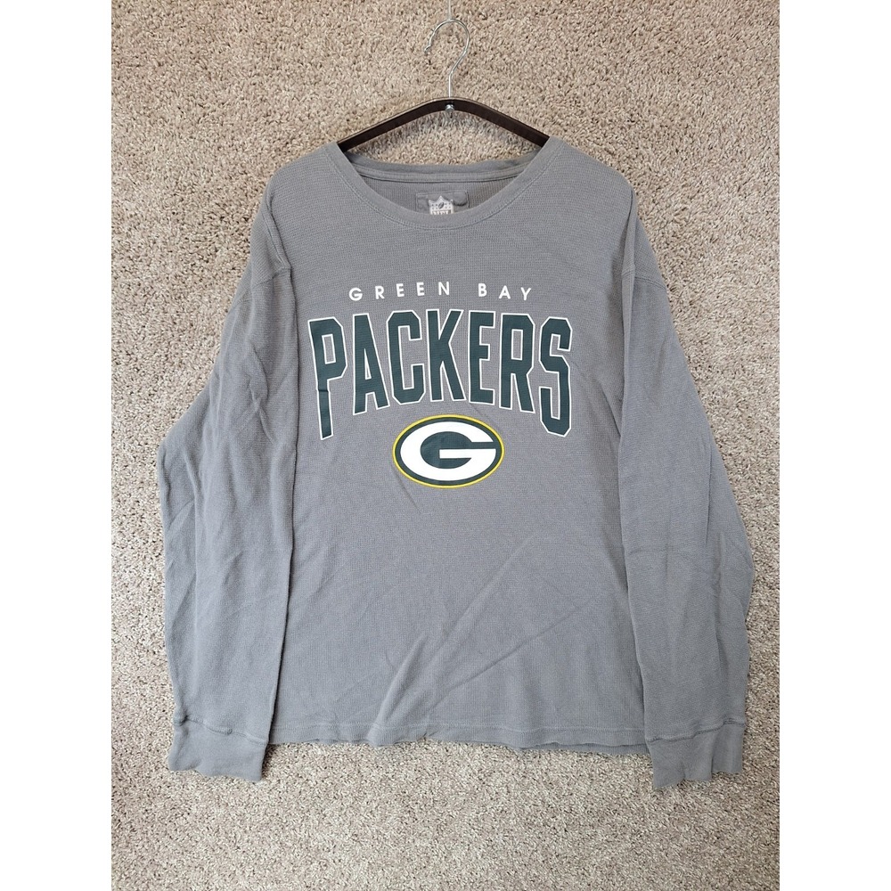 Green Bay Packers Shirt Men 2XL Gray NFL Team Apparel Football Sports Round Neck
